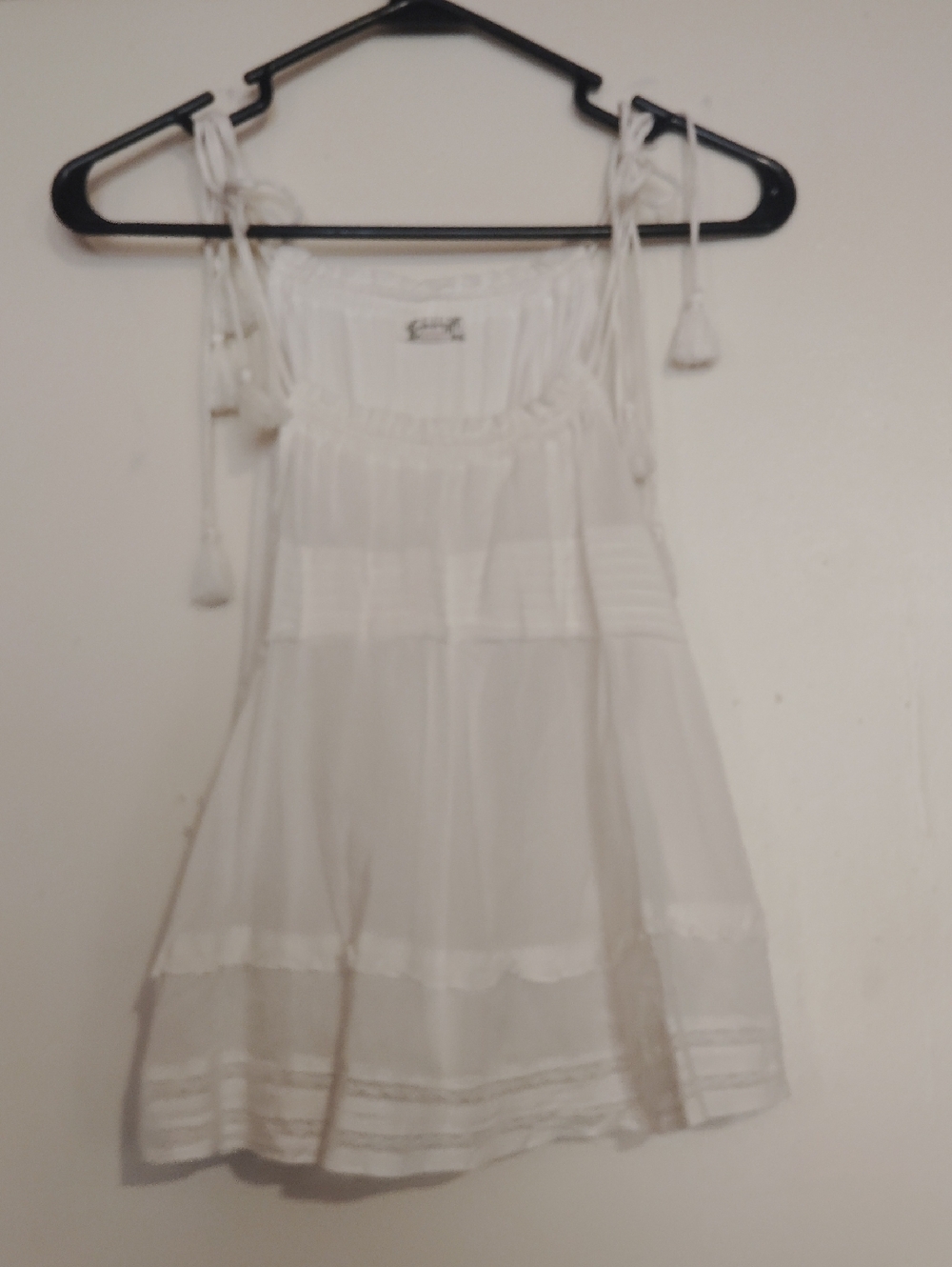 NWT Free People White Tiered Tassel-Detail Bodysuit Size S